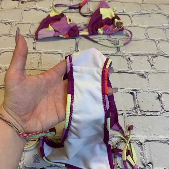Purple Graphic Print Tie Side Cheeky Bikini Set - Picture 4 of 5